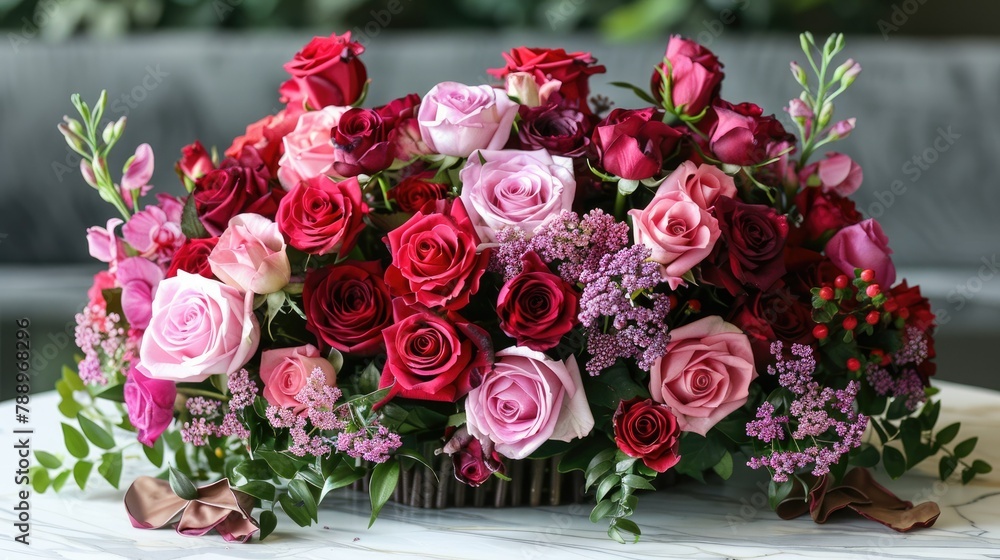 A stunning array of red and pink roses beautifully arranged for weddings bridal events welcoming celebrations showers expressions of gratitude birthdays Mother s Day Easter or as a delightf A stunning array of red and pink roses beautifully arranged for weddings bridal events welcoming celebrations showers expressions of gratitude birthdays Mother s Day Easter or as a delightf