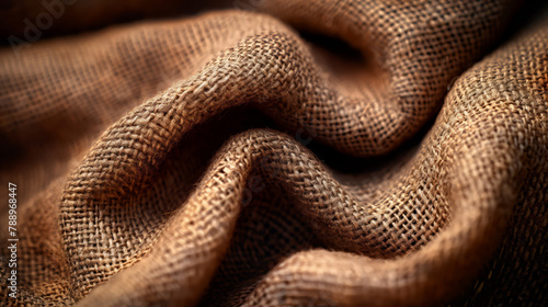  Close-Up View Of Rough Burlap With Intricate Weave, Emphasizing The Natural Texture And Earthy Brown Tones Of The Fabric