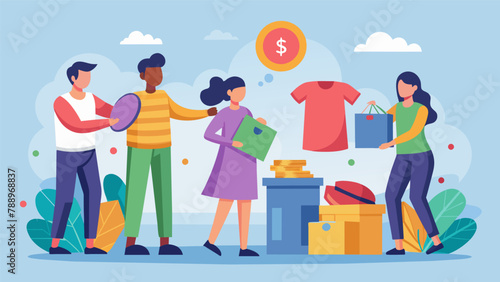A charity event where people donate clothes and receive tokens to exchange for new items with all proceeds going to a good cause.