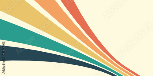 Abstract background of rainbow groovy Wavy Line design in 1970s Hippie Retro style. Vector pattern ready to use for cloth, textile, wrap and other.