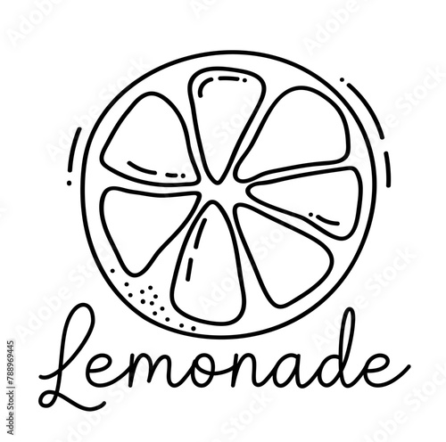 Lemonade. Word typography design. Black text - lemonade on white background. Summer fresh juice drink. Vector lemonade illustration. Hand lettering for poster, label, logo, sign.