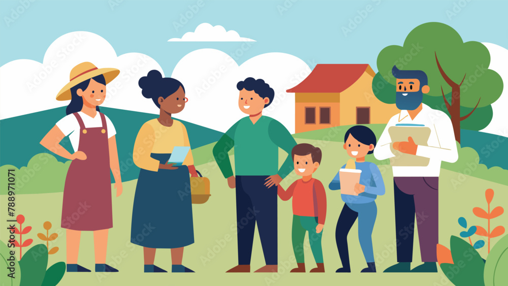 Fototapeta premium A team of conflict resolution professionals assists families in navigating disagreements over property rights and inheritance in a rural farming