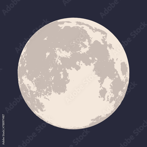 Realistic Full Moon Illustration. Vector.