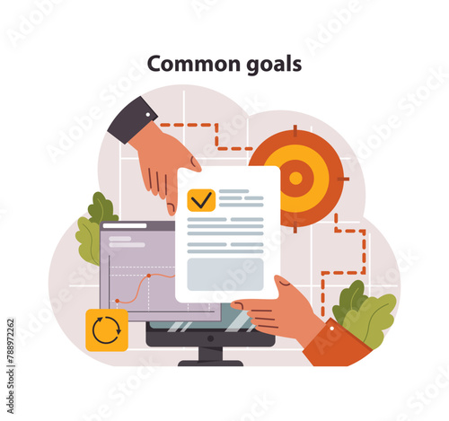 Common goals concept. Flat vector illustration photo