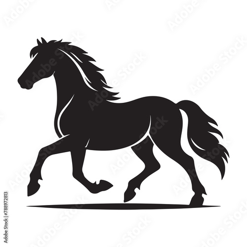 Silhouette round head horse vector icon