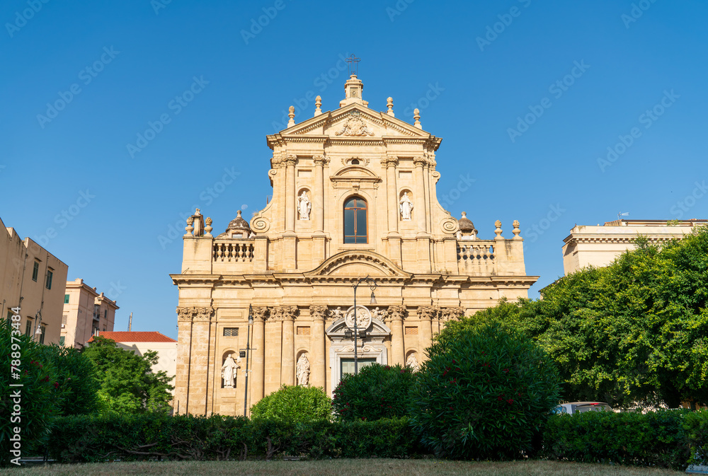 Palermo, Sicily, Italy. Chiesa di Santa Teresa alla Kalsa. Catholic Church. Sunny summer day.