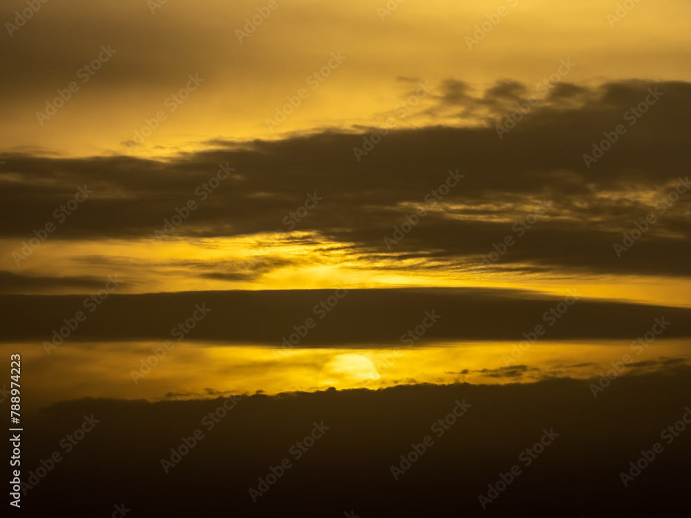 Obraz premium Sunset Sky Twilight Evening Dramatic Orange Gold Fire Clouds Sundown