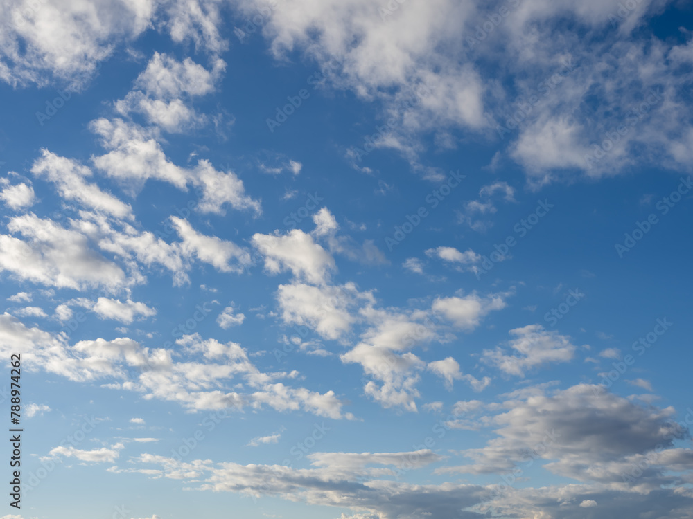 Obraz premium Fluffy white clouds blue sky cloudscape soft sunlight meteorology heaven hope peace