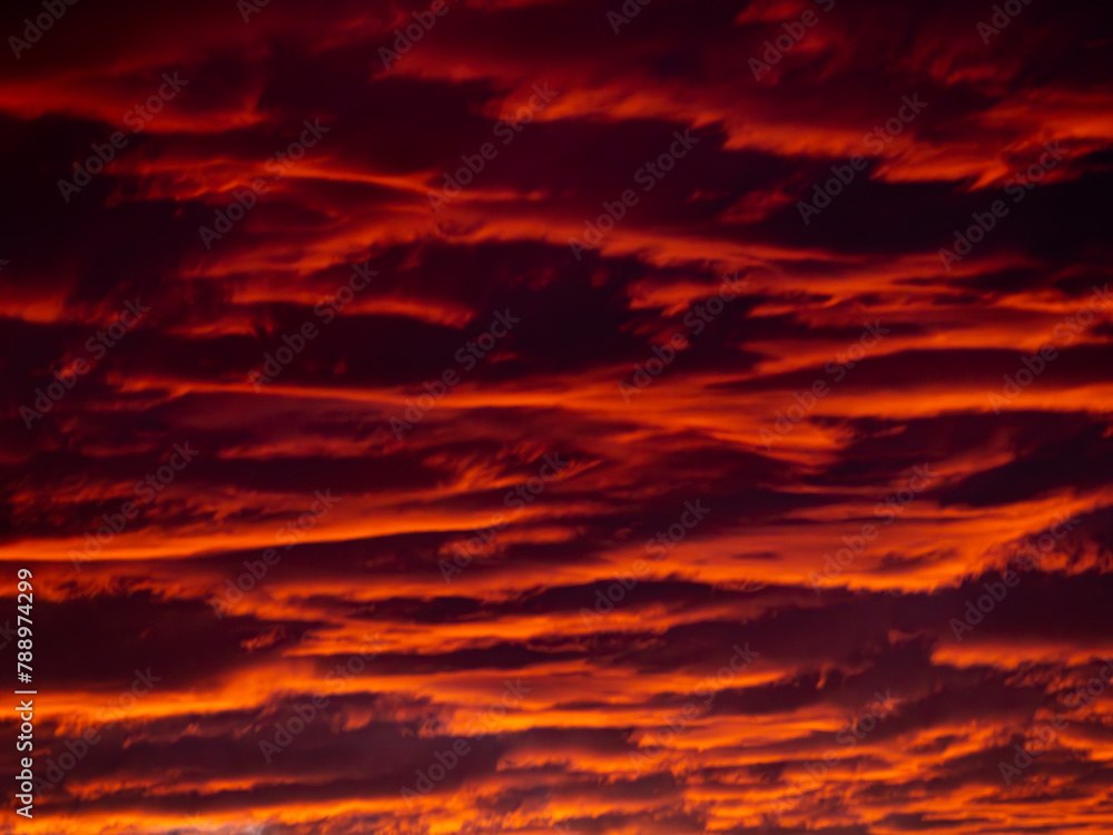 Fire stormy burning dramatic sky clouds twilight evening magenta red sunset dark moody overcast