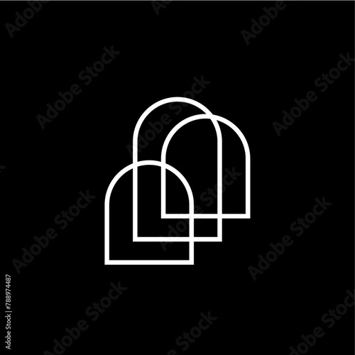 door niche window shape logo line outline monoline vector icon illustration