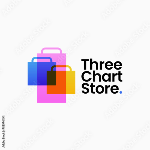 bag shop shopping three triple chart store logo vector icon illustration © gaga vastard