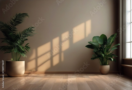 background beige 3d pot flooring rendering wall room interior wooden empty plant floor home wood design house parquet architecture indoor apartment window green photo