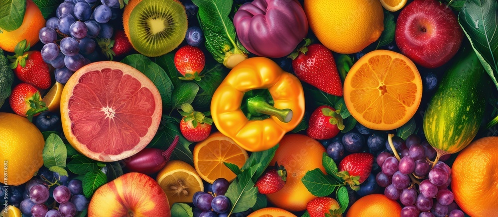 Background of fresh fruits and vegetables Background of fresh fruits and vegetables