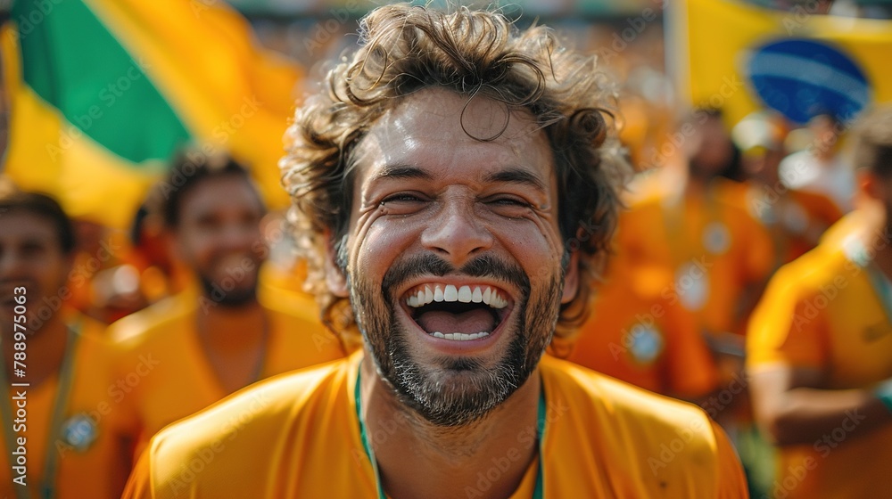 Brazilian fans, soccer. Generative Ai.