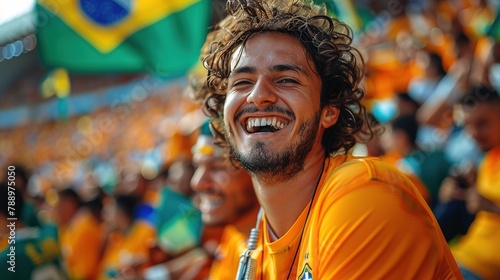 Brazilian fans, soccer. Generative Ai.