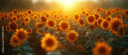 painting of a field of yellow flowers with a person walking by