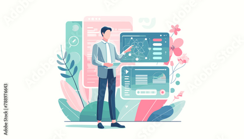Large-scale language model AI (LLM) concept vector illustration.