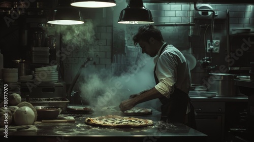 Focused young male chef gar...