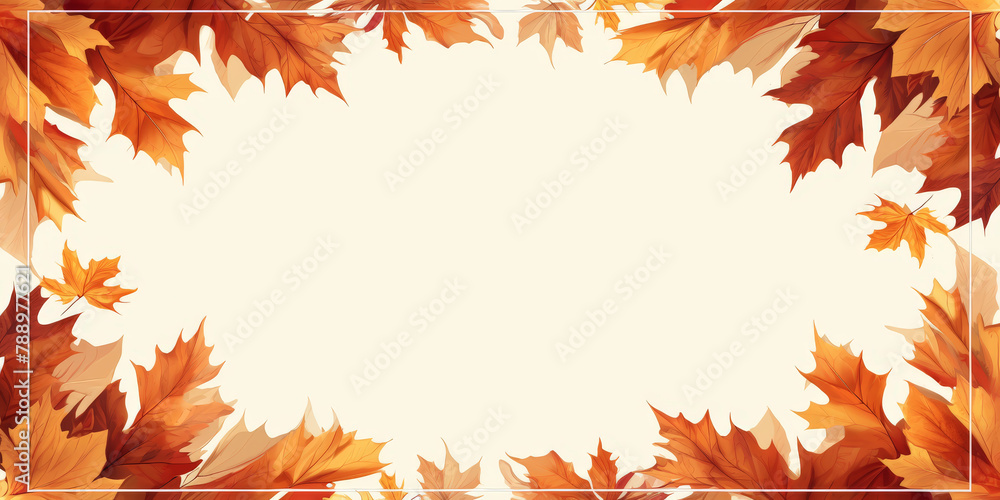 A watercolor painting of a fall leaves border.