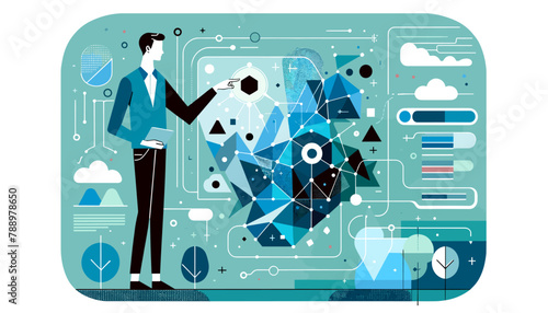 Large-scale language model AI (LLM) concept vector illustration.