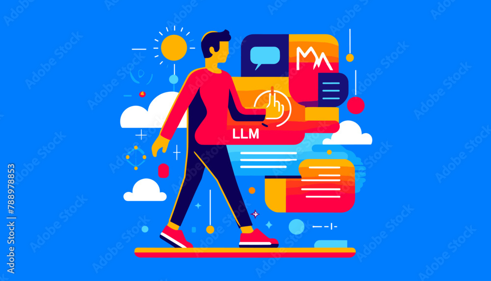 Large-scale language model AI (LLM) concept vector illustration. Large-scale language model AI (LLM) concept vector illustration.