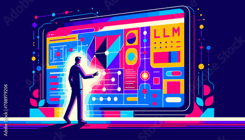 Large-scale language model AI (LLM) concept vector illustration.