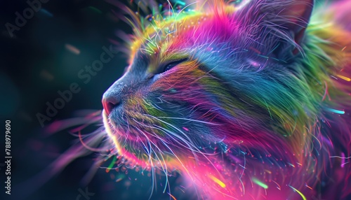 Colorful cat with RGB fur, a vibrant masterpiece of nature's palette 🌈🐱 Let your feline friend brighten your day!