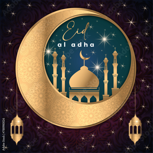 Eid al-Adha or the Feast of Sacrifice greetings card. Eid celebarting background.