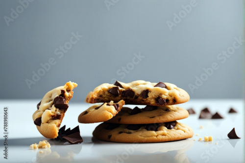 devoured cookie chocolate being background chip Steps white photo