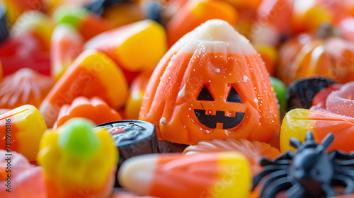 Assorted delicious halloween sweets,generative ai © Mahnoor
