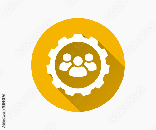 Team building flat icon with long shadow for graphic and web design.