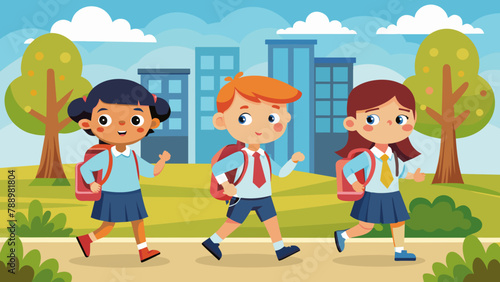 vector-illustration-of-three-kids-in-school-unifor