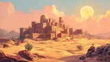 Desert Fortress Under a Moonlit Sky