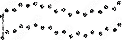 Set Paw print of dog  cat walk foot print  puppy pet footprint. silhouette animal diagonal tracks for t-shirts. Seamless texture pattern