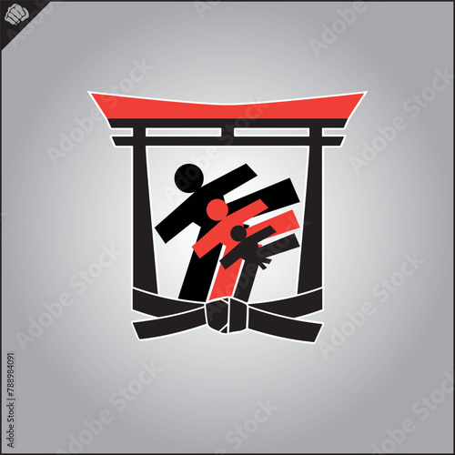 Emblem of karate power fist patch. Vector.