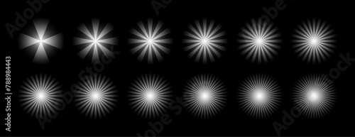 Simple Glowing Radial Light Ray Texture Effects Vector Collection Set photo