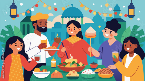 A festive celebration of culture and cuisine with aromas of international dishes filling the air as neighbors bond over shared meals.