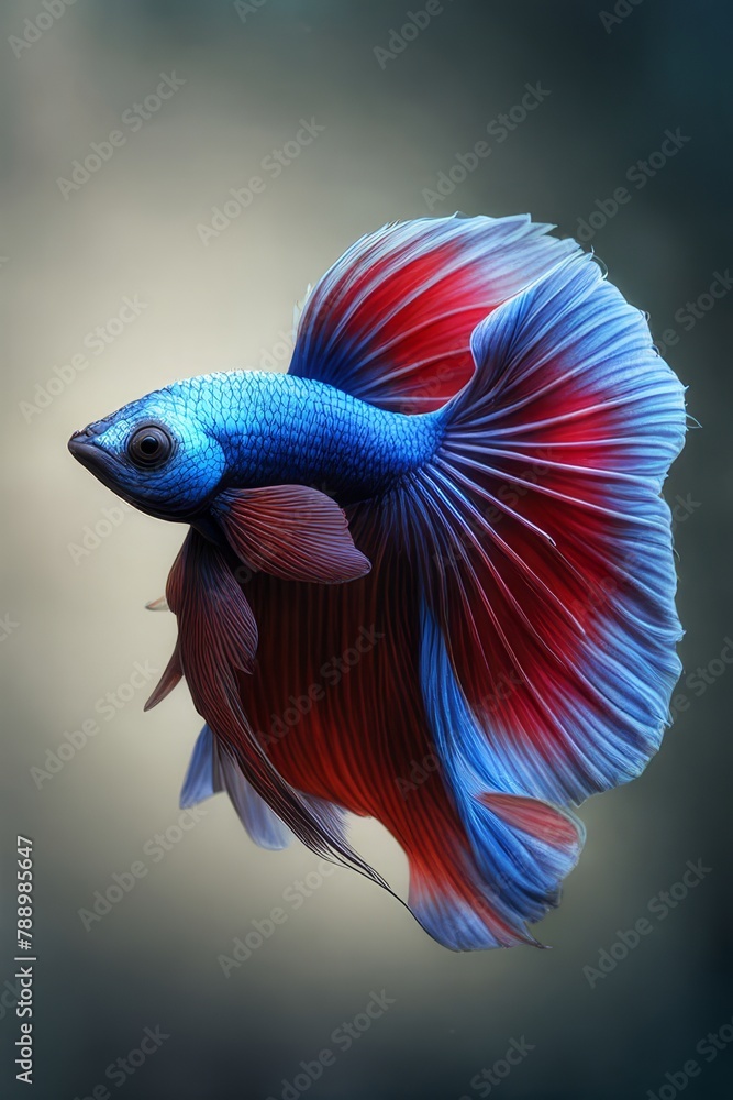 Fototapeta premium a Siamese fighting fish swimming isolated on white background