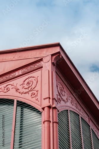 Part of the facade of the Hard Club in the old inner market of the city. Old Ferreira Borges Market in Porto. photo