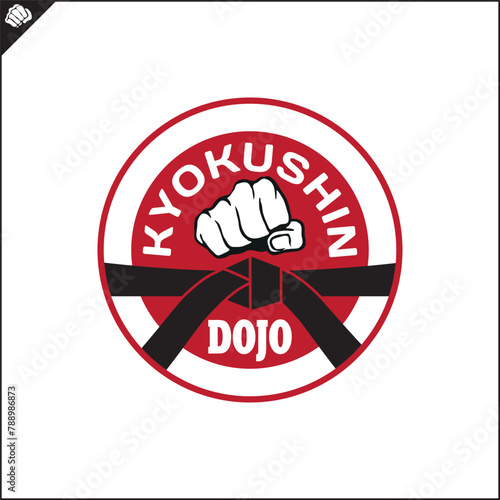 Emblem of kyokushin karate power fist . Vector.