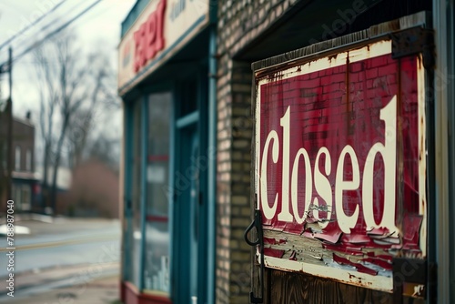  closed business with a closed sign in the door photo