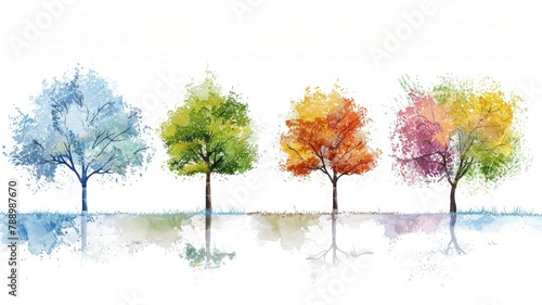 spring  summer  fall  and winter  Art tree 