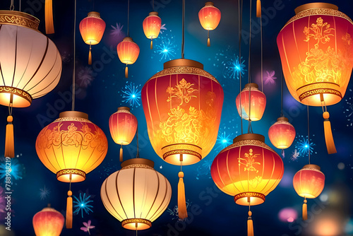 The bright colors of the traditional Vesak Poya lanterns, which are lit during the Buddhist holiday of Buddha Purnima.