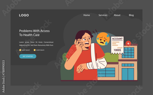 Healthcare Financial Woes. Flat vector illustration.
