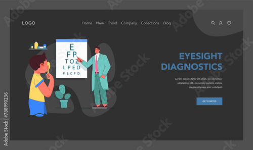 Vision screening in action. Vector illustration