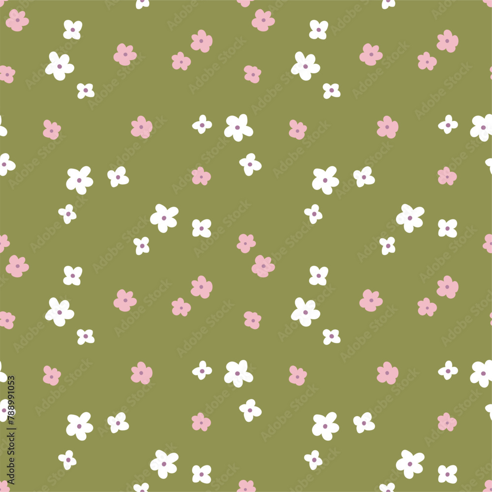 Seamless pattern with cute  flowers. Design for fabric, textile, wallpaper, packaging.