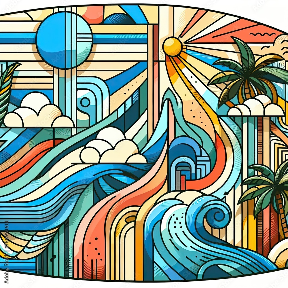 Summer tropical beach theme background with Generative AI.