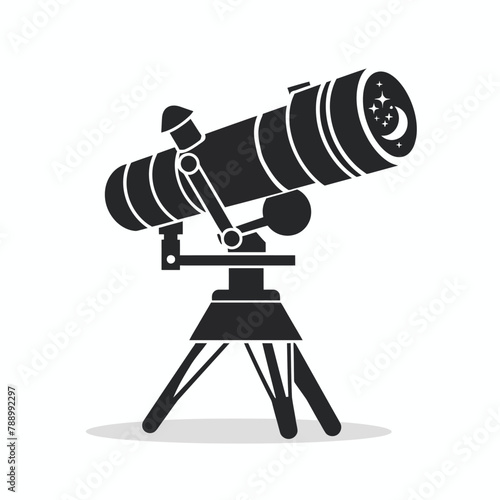 a telescope on a tripod on a white background