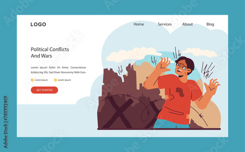 War and conflict theme. Flat vector illustration.