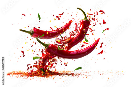  Falling bursting chili peppers png